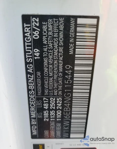 2022 Mercedes-Benz C 43 Amg from USA, damaged, VIN W1KWJ6EB4NG115449